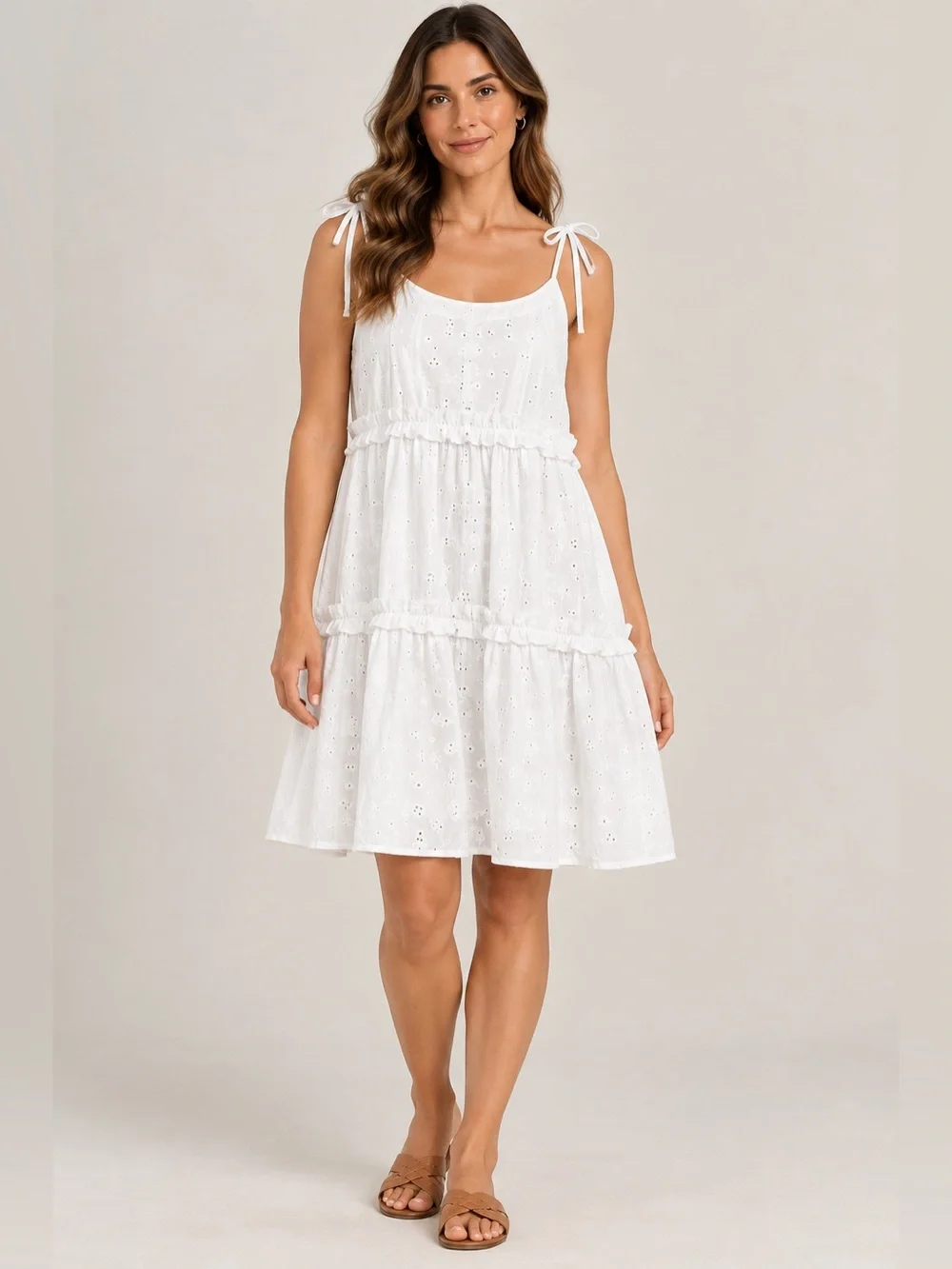 LOFT White Eyelet Tie-Shoulder Swim Coverup Dress